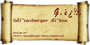 Günszberger Ákos névjegykártya